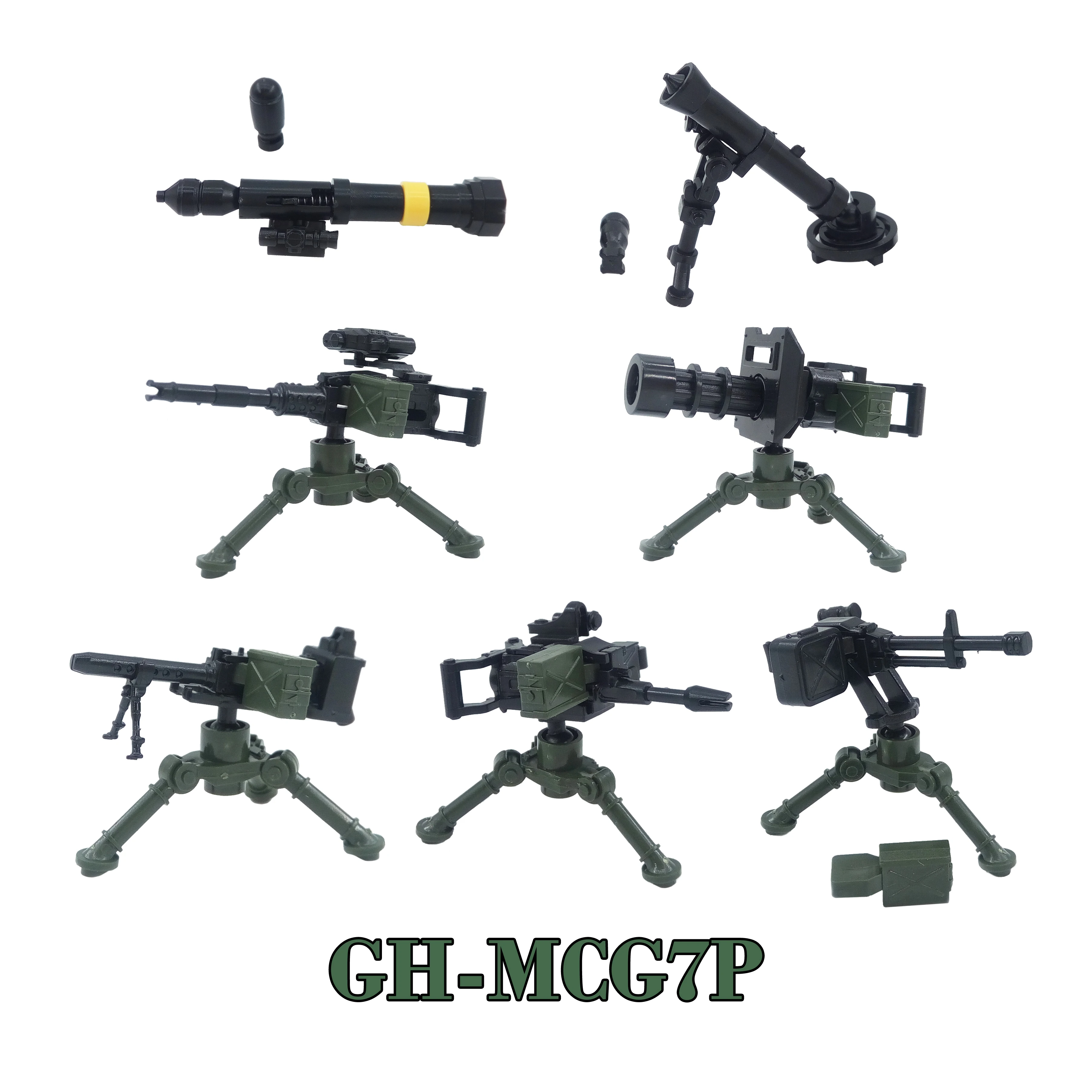 DIY Gatling Heavy Machine Guns WW2 Military Weapons Moc Mini Soldier Locking Figure DIY Model Building Block Brick Gift Toy