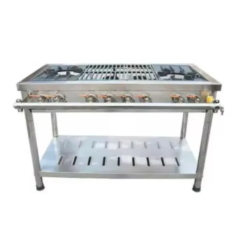 

Indoor Gas Stove Commercial Grill Flat Gas Stove 4/8/10 Burners Kitchen Cooker Gas Stove