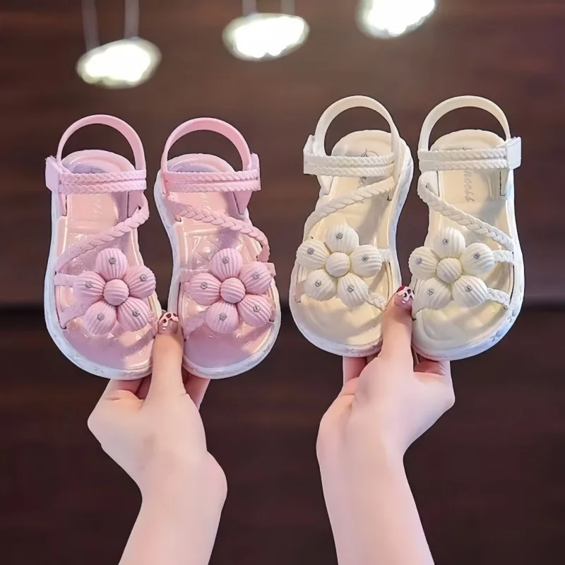 

Girls' Elegant Sandals - Versatile & Stylish For Indoor/Outdoor, Beach-Ready Princess Shoes With Beaded Tassels, Breathable & Li