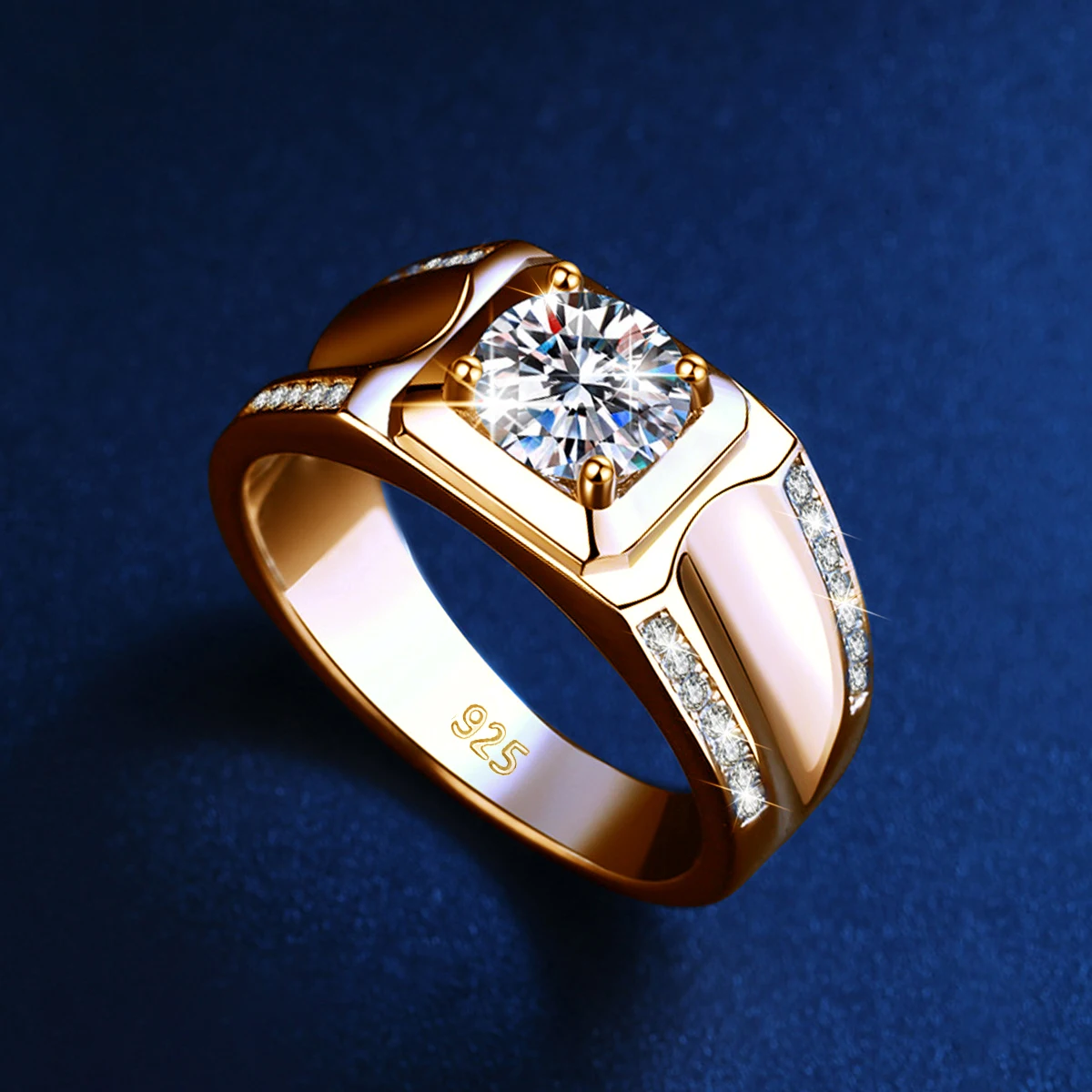 Trends 2025 Luxus Moissanite Ring Männer Hip Hop Hochzeit Band Original 925 Sterling Silber Pass Diamant Test Mit Zertifikat Geschenk – Detail 4