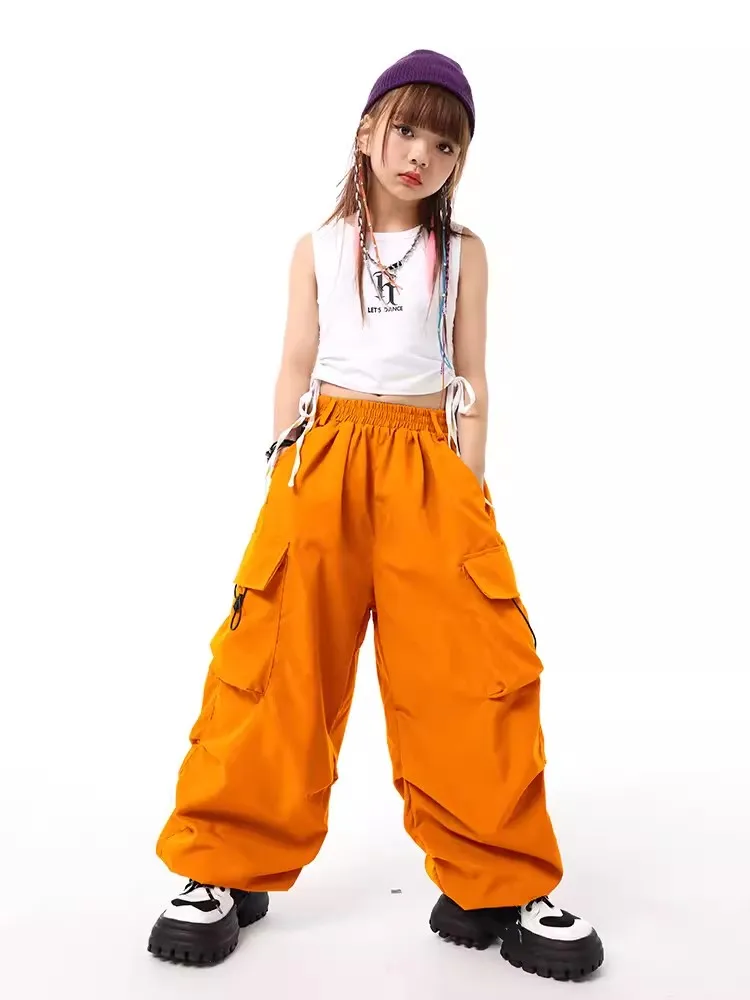 Mädchen Hip Hop Kostüm Jazz Dance Weste Lose Hosen Street Dance Outfit Praxis Tragen Kinder Leistung Kleidung Bühne Tragen BL11264