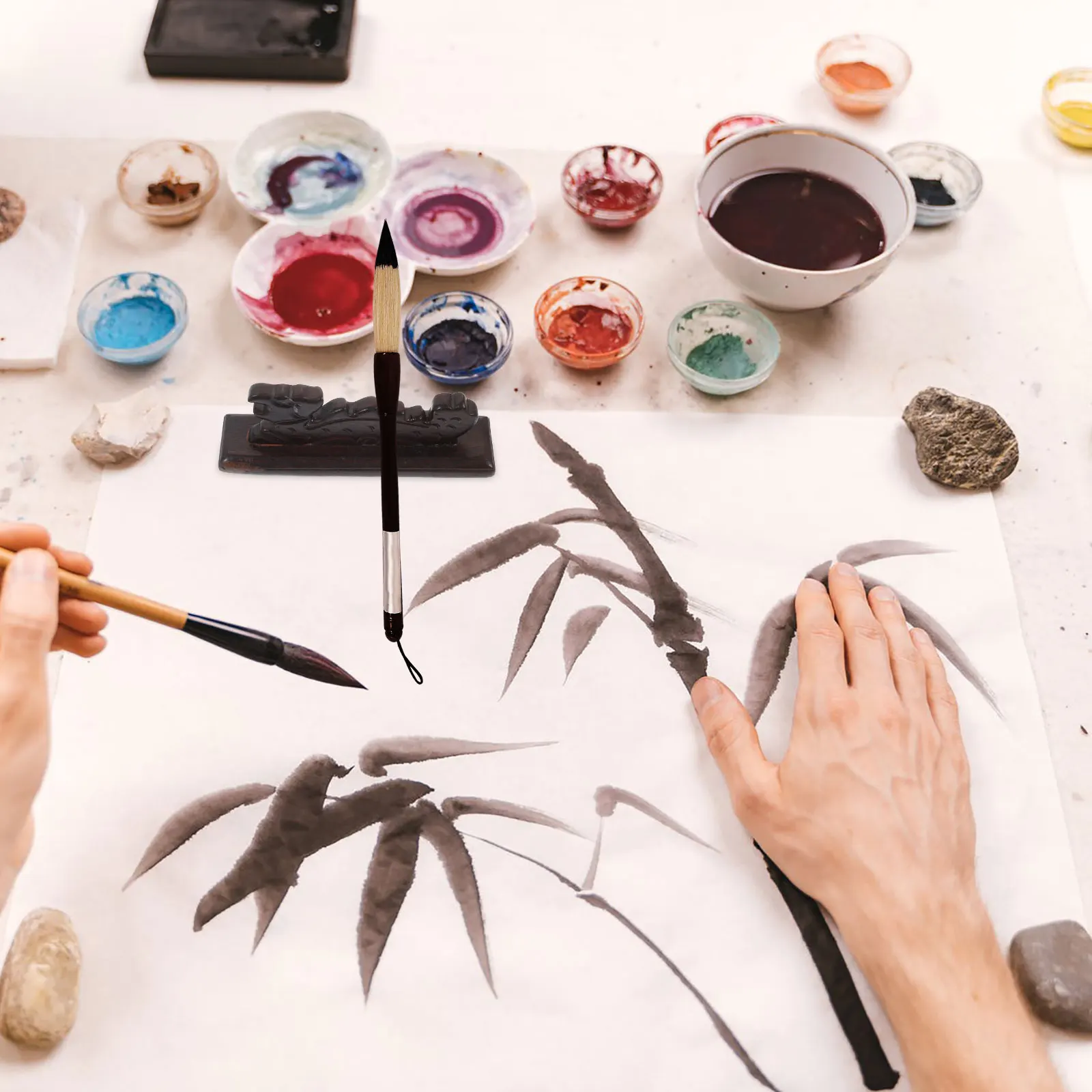 

Brush Pen Rack Exquisite Workmanship Multi-Functional Desk Organizer for Artists and Calligraphers Brush Pen Holder