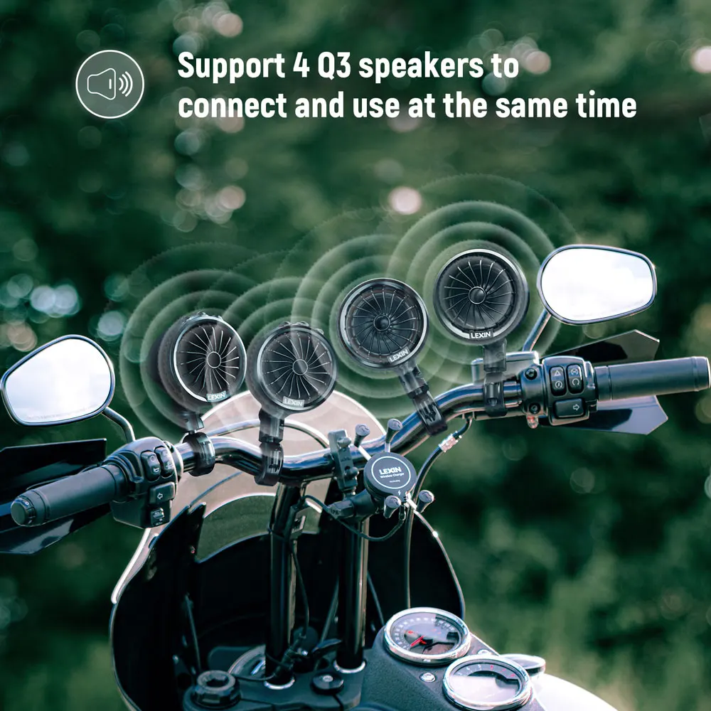 Lexin Q3 150W Motorcycle Speakers Bluetooth 5.0 for Bike Waterproof Portable Stereo with FM Radio&MP3 Music Audio Player