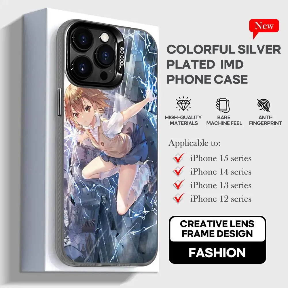 Mikoto Misaka Scientific Railgun Phone Case black IMD Colorful Silver Suitable soft case for iPhone 16 15 14 13 12 11 XS Pro Max