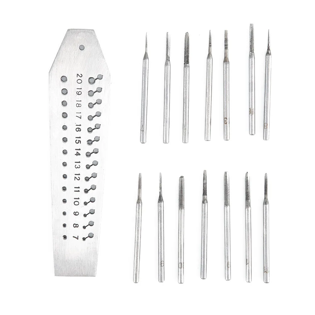 15PCS Watch Repair Tap & Die Tool Set 0.7-2.0mm Alloy Steel 36 Holes Tapping Plate for Watchmaker Jewelry