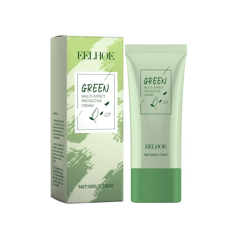 Crema protectora multiefecto de té verde, protección para exteriores, refrescante, suavizante, Control de aceite, crema diaria para la piel del acné facial delicada