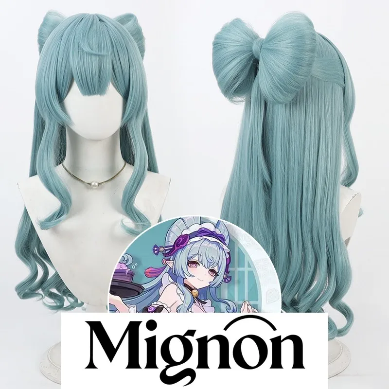 

Парик для косплея Genshin Impact Dream Moon Yuerui, съемный бант, вьющиеся, верхняя часть стиля головы