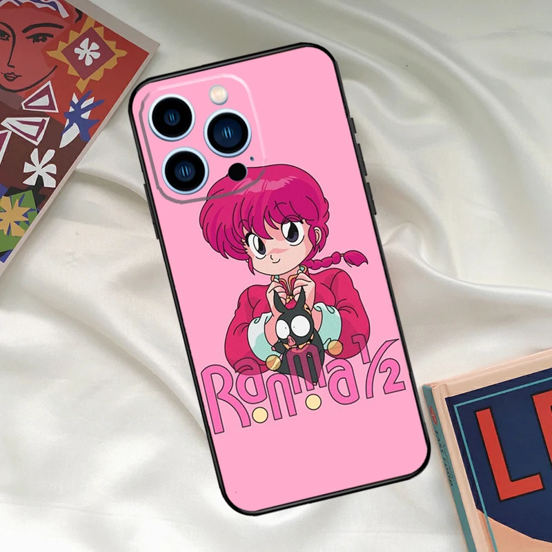 Dessin animé Ranma 1 2 coque de téléphone pour iPhone 15 14 Pro 11 12 13 Pro Max XS XR X 7 8 Plus 12 13 Mini couverture arrière