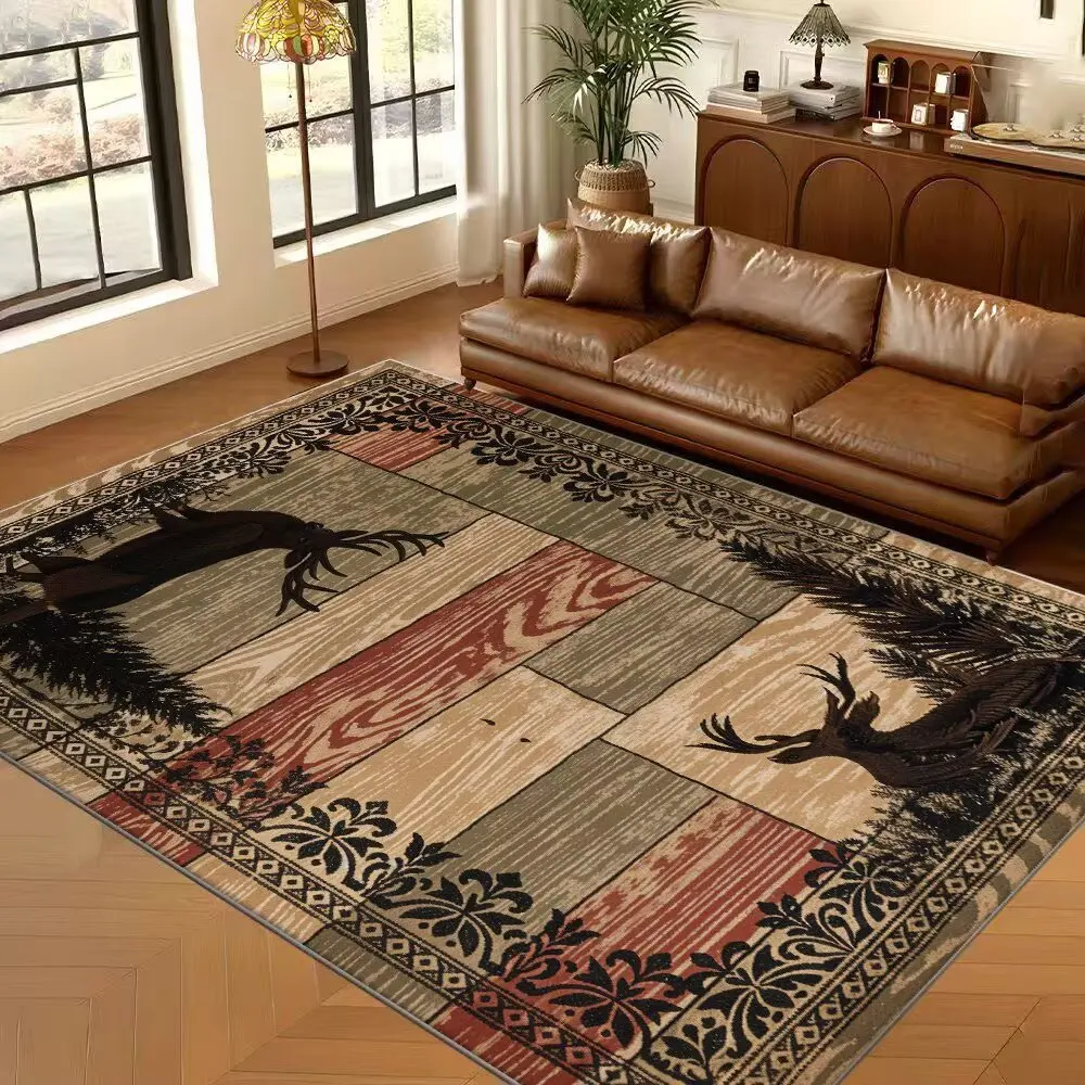 Brown American Vintage Style Large Living Room Rug Home Room Decoration Aesthetic Rugs for Bedroom Indoor Antiskid Carpet Mat