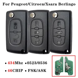 For Citroen C2 C3 C4 C5 C6 For Peugeot 207 307 308 407 607 807 Xsara Berlingo CE0536 CE0523 Flip Remote Car Key ASK FSK