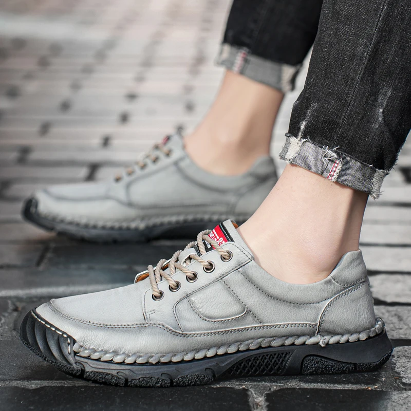 

Trendy Band Leather Loafers for Men 2025 Fashion lace up oxfrods Shoes handmade Breathable Comfortable Casual Wear