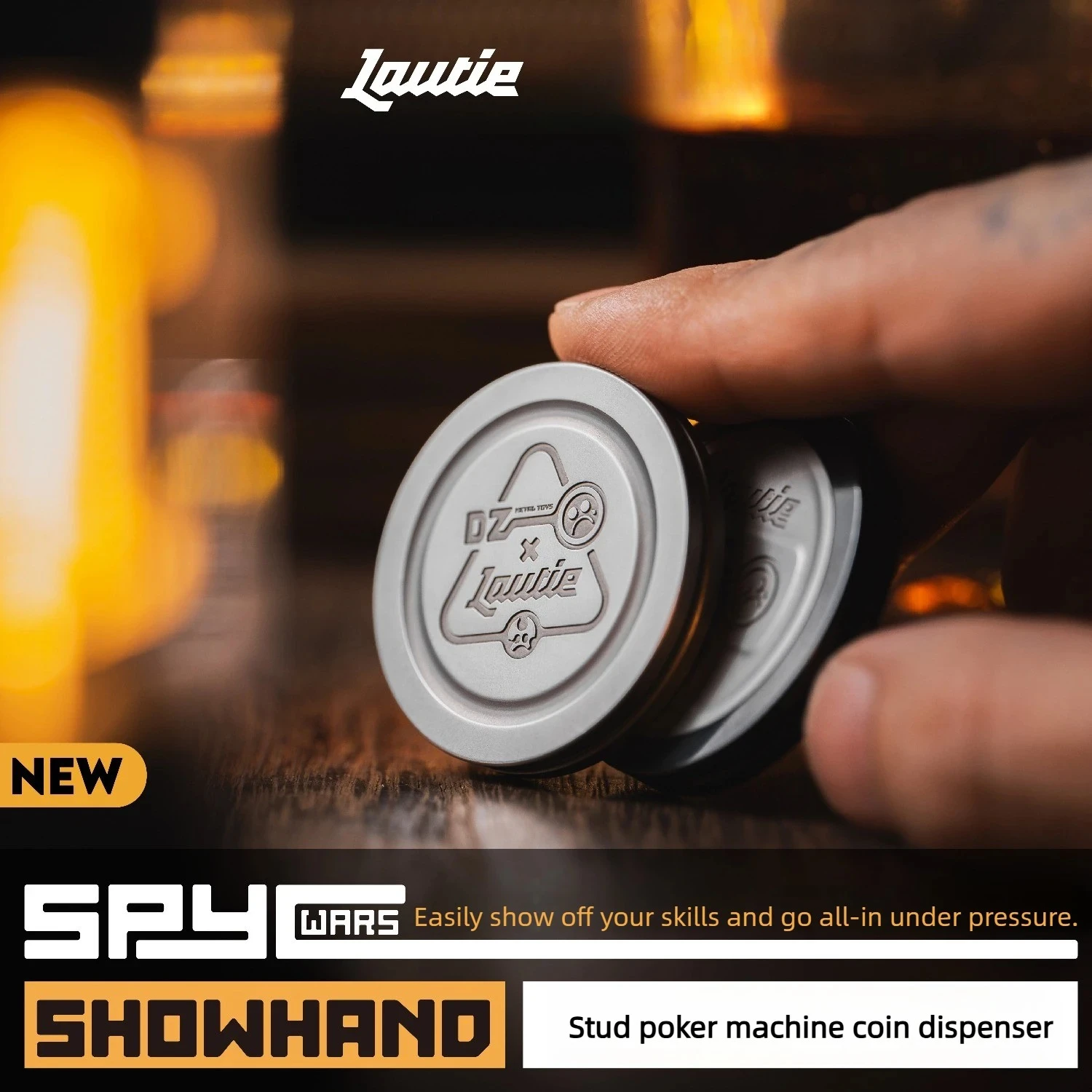 LAUTIE & Dz.Studio Collaboration Stud Poker Mechanical Coin Spinner, PEEK Circular Track Metal High-tech Stress Relief Toy