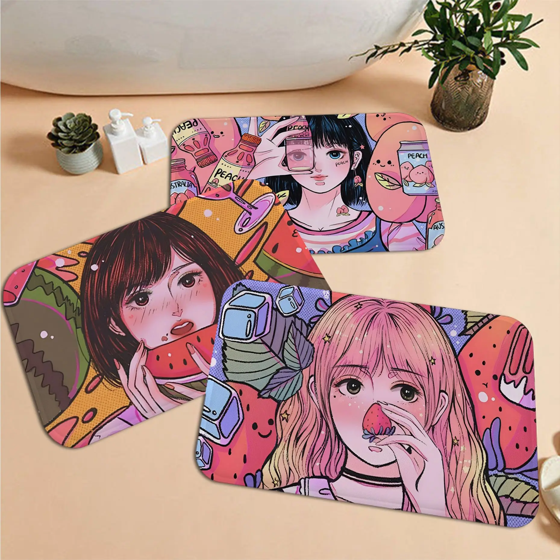 Beautiful Girl Bathroom Mat Kids Room Bedroom Decoration Balcony Anti-Slip Doormat Living Room Welcome Doormat