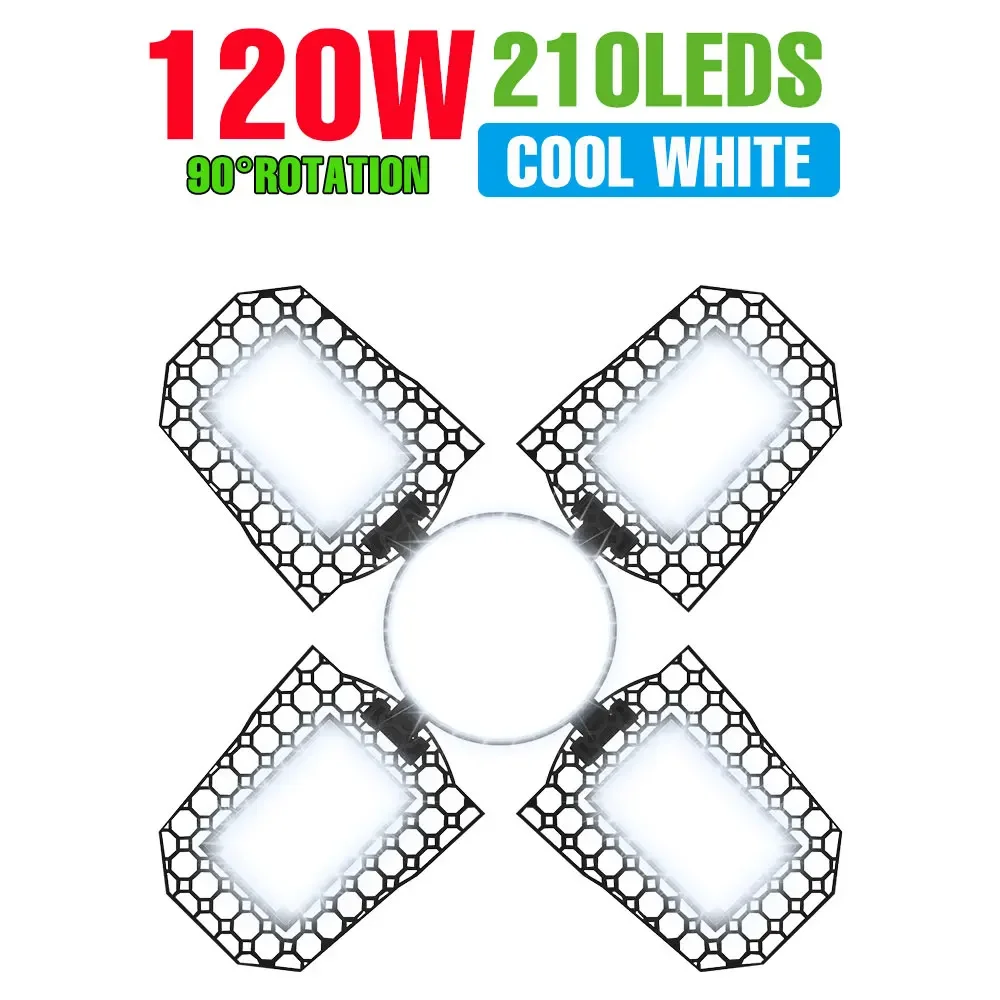 250W LED-lamp E27/E26 Lamp Garagelicht AC 220V Opvouwbaar Vervormbaar Hoogbouwlamp 110V Spotlight Thuis Magazijn Workshop Kelder