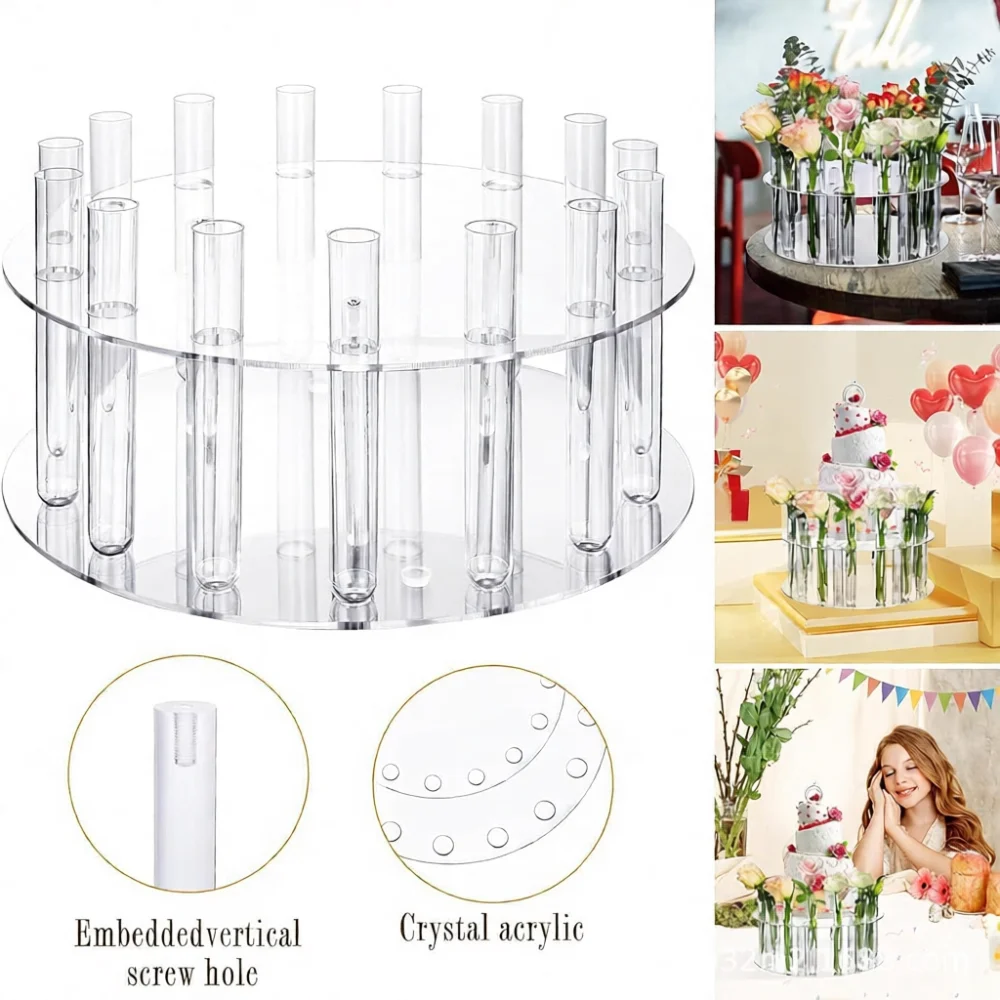 Modern Acrylic Display Holder For Flowers Cake Stand Detachable Test Tube Rack Wedding Event Desktop Decor