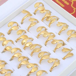 36 Pcs / lot Hugging Hand Punk Stainless Steel Vintage Adjustable Friendship Rings With Box Men and Women Lovers Jewelry