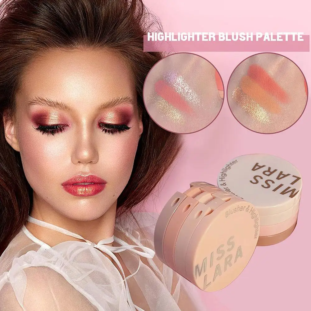 Paleta de Rubor, Iluminador y Contorno 3 en 1 FOR MissLara, Polvo Mate y Brillante en Tonos Moonlight Mermaid y Milk Peach