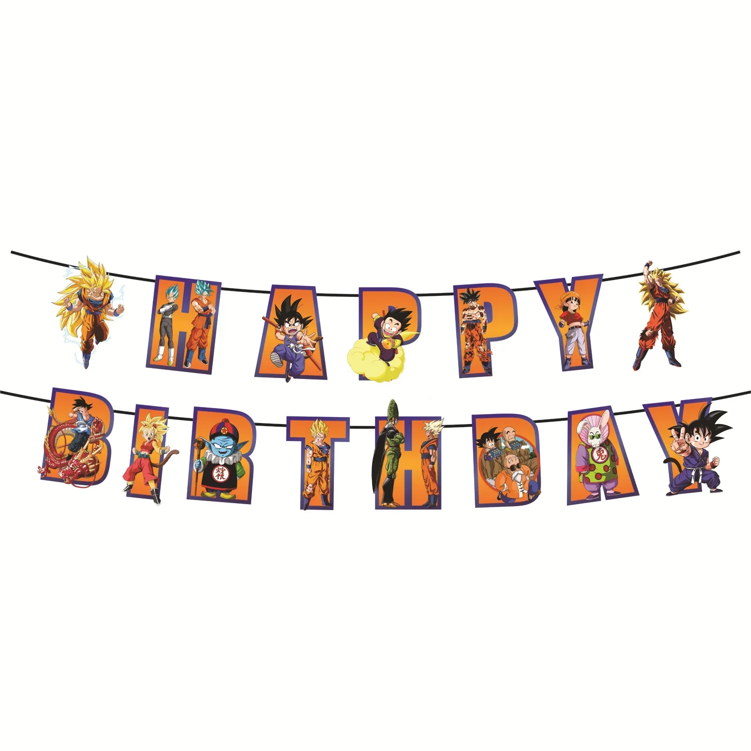 Hot Cartoon Dragon Ball wukong Birthday Party Supply Disposable Banner Cake Topper Hanging Flag Balloons Set Birthday Decoration