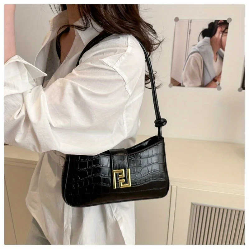 

This year's popular stone patterned armpit bag for women, 2025 summer new simple shoulder bag, retro Korean commuter bag