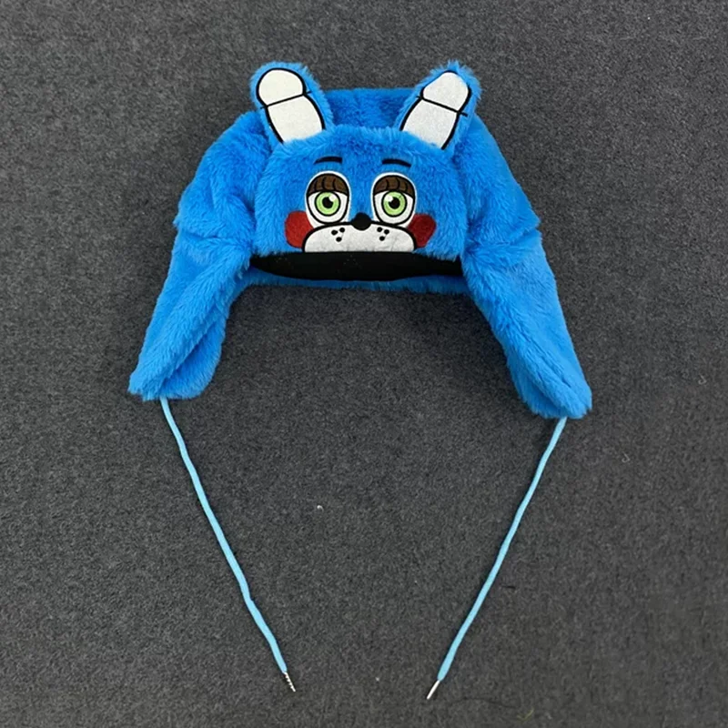 Outdoor Autumn Winter Blue Bear Face Cartoon Embroidery Warm Windproof Double Layer Cotton Lei Feng Hat with Ear Protection