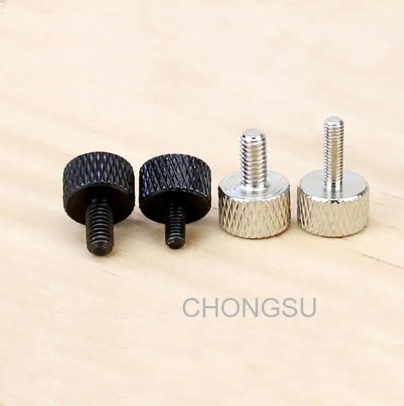 10Pcs M3 M4 Cylinder Head Knurled Thumb Screws Hand Grip Knob Machine Screws Bolts PC Case Black/White