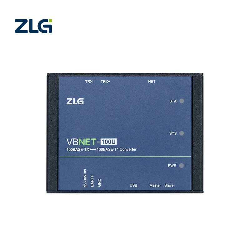 ZLG VBNET-100U Industrial Automotive Ethernet Converter 100BASE-T1 to 100BASE-TX BroadR-Reach
