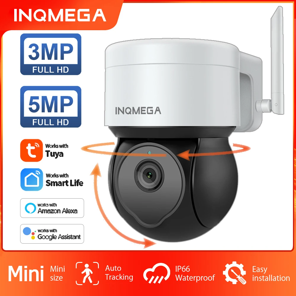 INQMEGA 5MP Tuya Outdoor PTZ Camera Ai Human Detect 1080P Security CCTV Camera aggiungi Google home e Alexa Wifi IP Camera per Yard