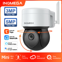 INQMEGA 5MP Tuya Outdoor PTZ Camera Ai Human Detect 1080P Security CCTV Camera Add Google home And Alexa Wifi IP Camera for Yard