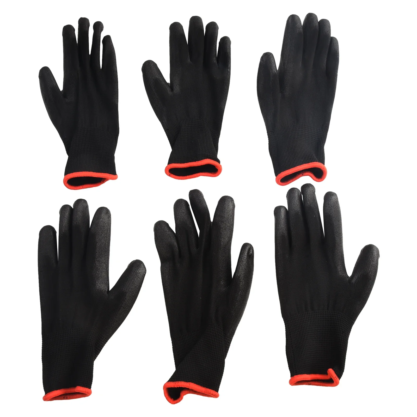 12Pairs Safety Coating Work Gloves S/M/L Hand Protect PU Nylon Antiskid Dust-Proof Carpenters Construction Workers Garden Gloves