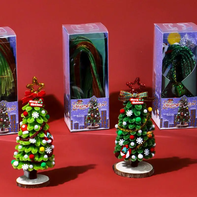 Kits para manualidades de árbol de Navidad, varita retorcida, Kits de arte para árbol de Navidad, limpiadores de tuberías interactivos, Kits para manualidades, diversión, árbol de Navidad, escritorio