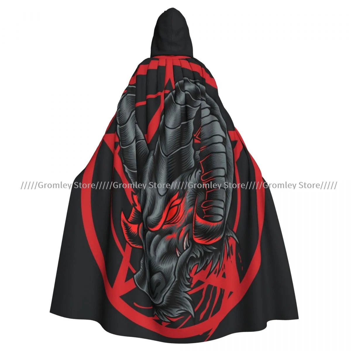 Witch Long Hooded Robe Angry Baphomet Goat Head Halloween Cloak Cosplay Costumes for Adult