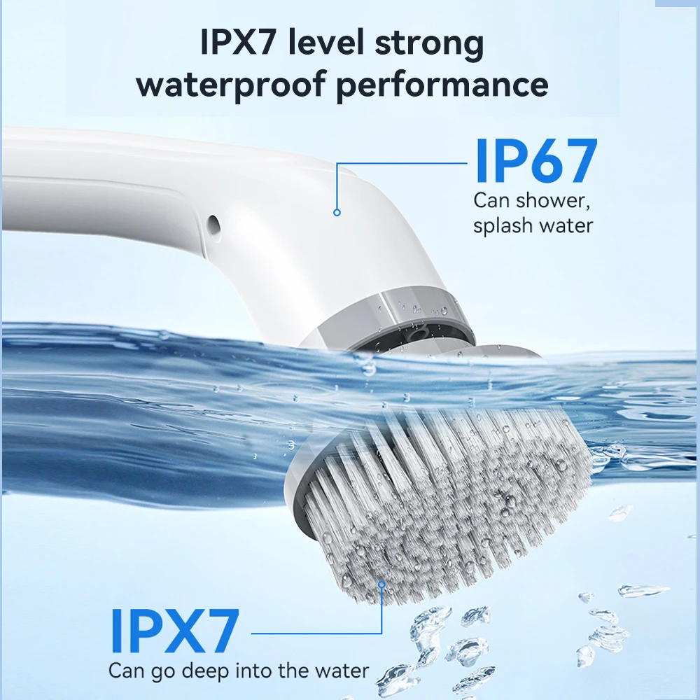 Brosse de nettoyage électrique portative multifonctionnelle 7 en 1, avec fonction télescopique, outil de nettoyage du sol de la salle de bain et de la cuisine