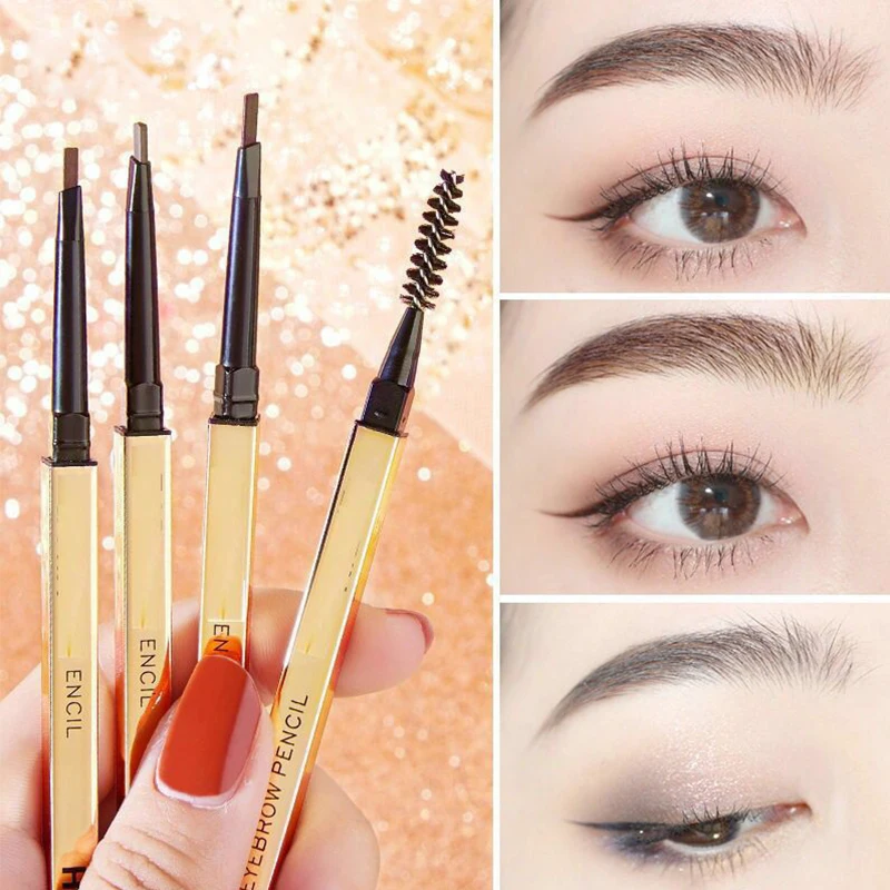 3Pcs Double Head Eyebrow Pencil Waterproof Long Lasting Ultra Fine Triangle Tint Eye Brow Pencil Makeup Mascara Enhance Cosmetic