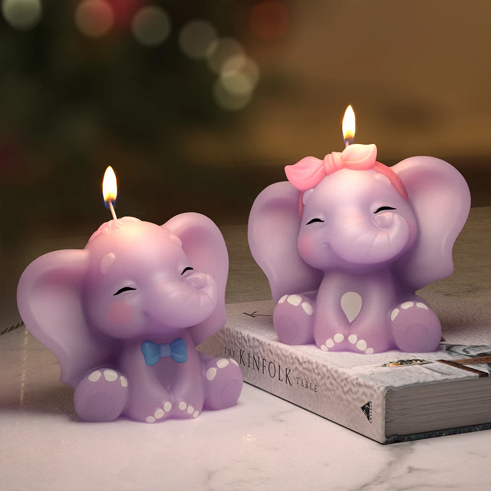 LZ070 3D Cute Elephant Candle Silicone Mold Originality Animal Baking Mould Resin Plaster Casting Ornament Molds