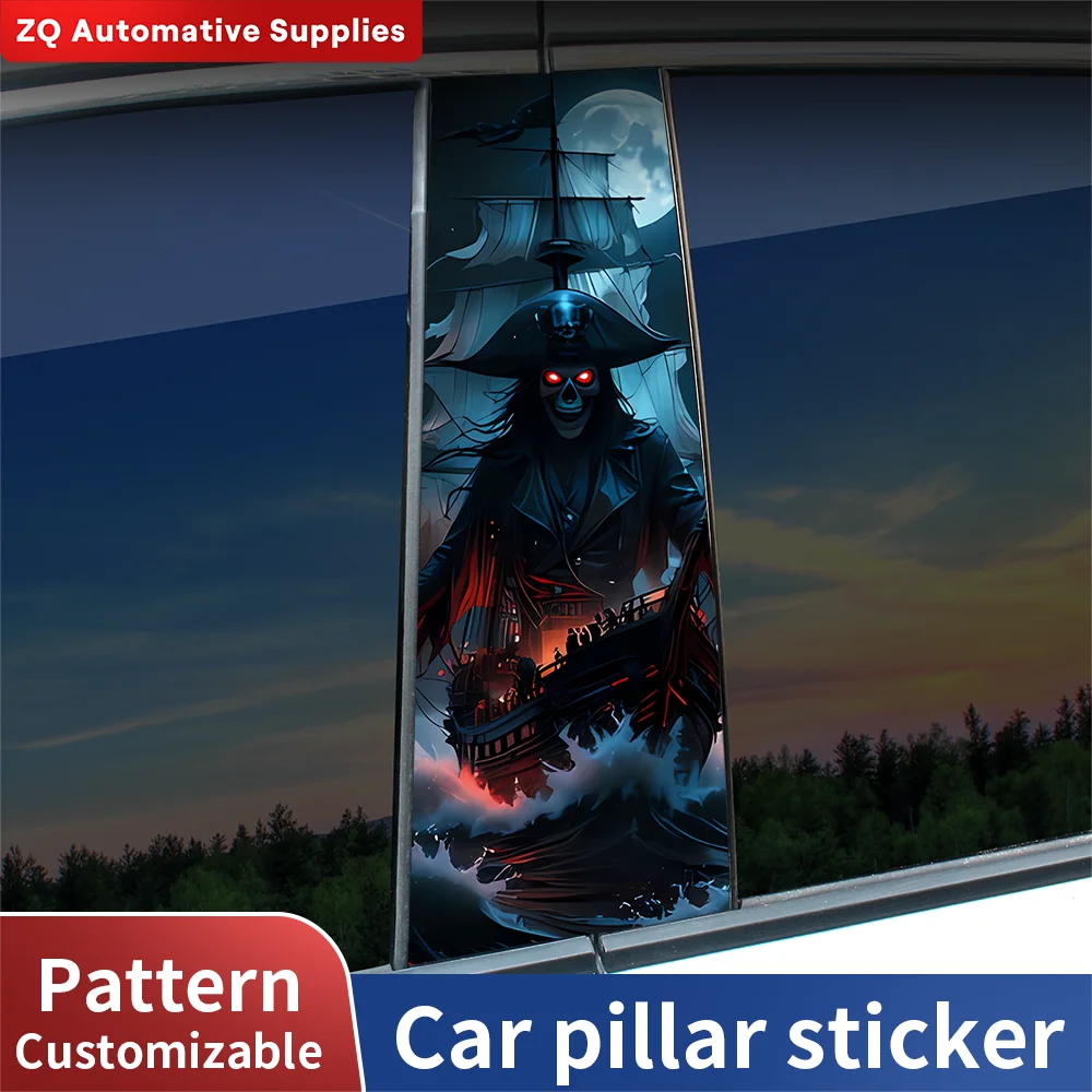 

Dark Pirate Ship Car Stickers Auto B Pillar Waterproof Center Column Decor Cover Scratches Car Doors Pillar Decals Accessories