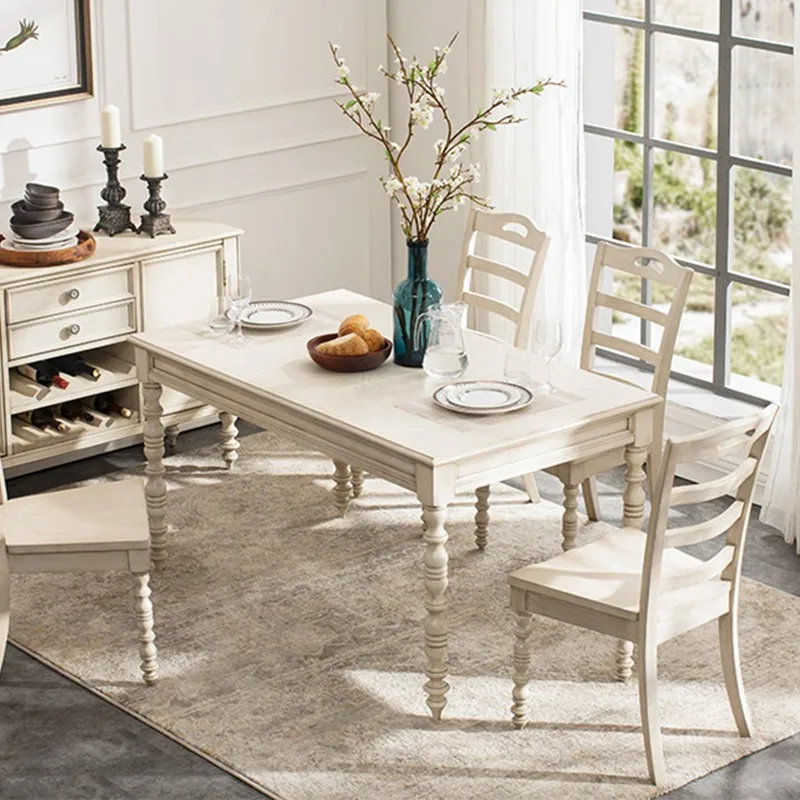 Nordic simple solid wood dining table light luxury log long table all solid wood living room home designer rectangular desk