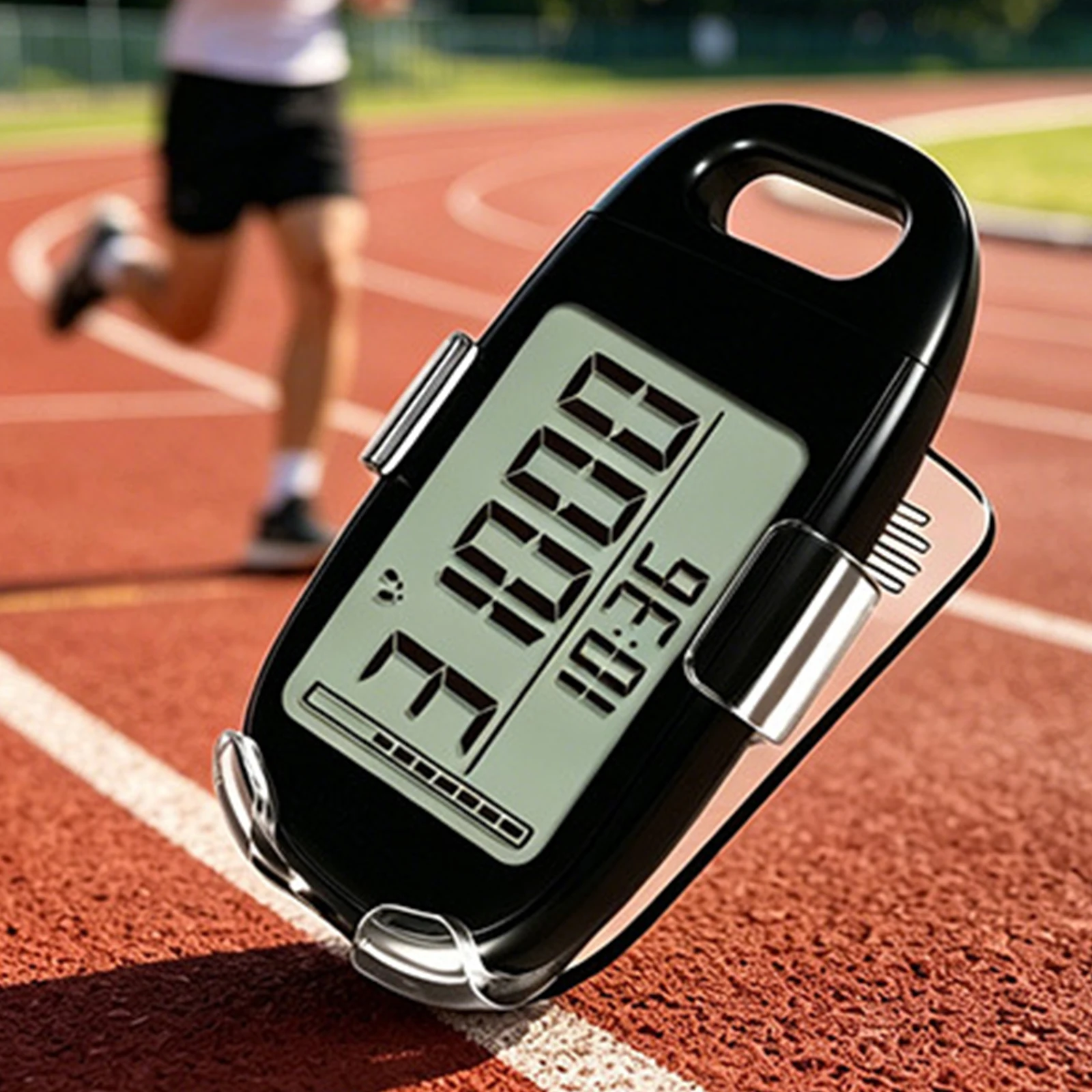 3In1 Portable Minimalist Sports Monitor with Lanyard Large Screen Pedometer Odometer Multi-Purpose for Walking Steps Counter