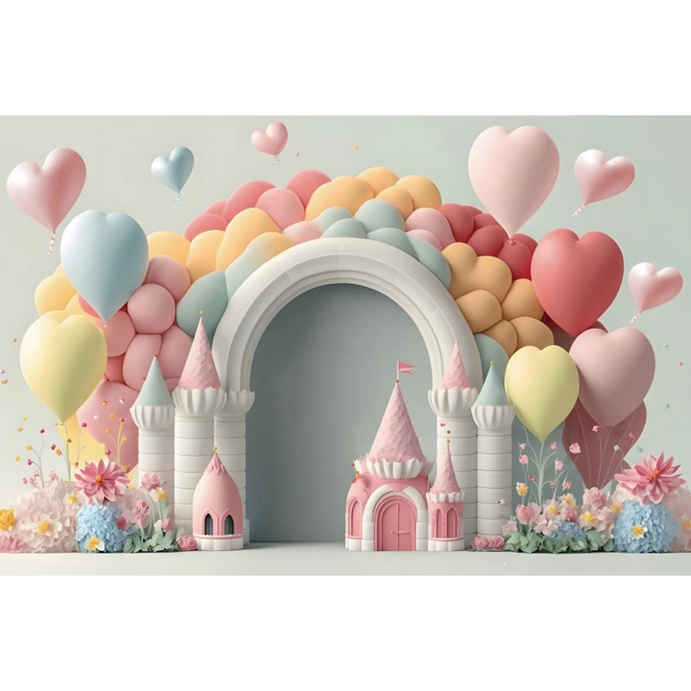 Arch Balloon Flowers Photography Background Child Birthday Party Cake Smash Portrait Decor Photo Backdrop Studio Custom