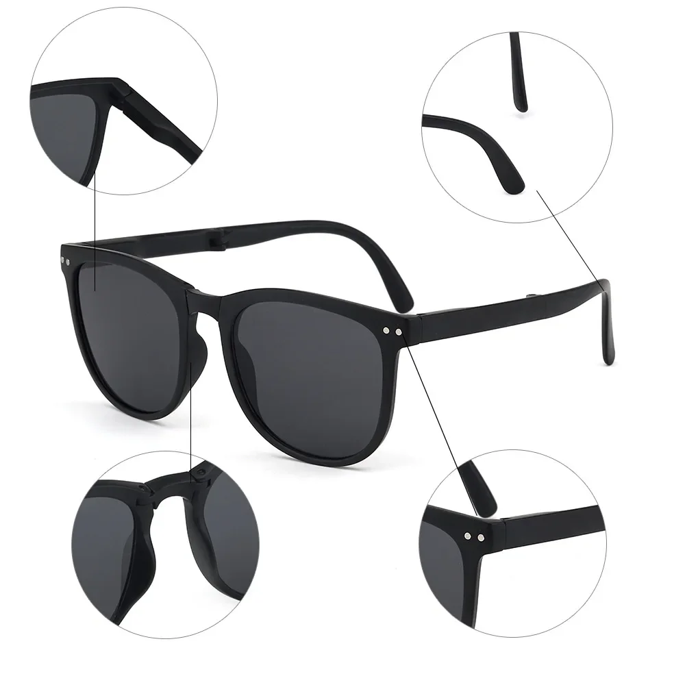 Folding Sunglasses Women Polarized Sun Glasses Men Night Vision Driving Eyewear Portable Sunglass WIth Glasses Case