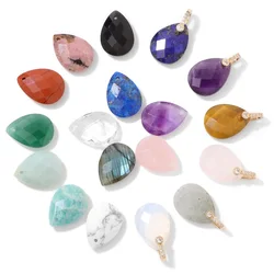 2Pcs Natural Water Drop Stone Pendants Healing Yoga Faceted Gems Pendant for DIY Handmade Making Necklaces Bracelet Earrings