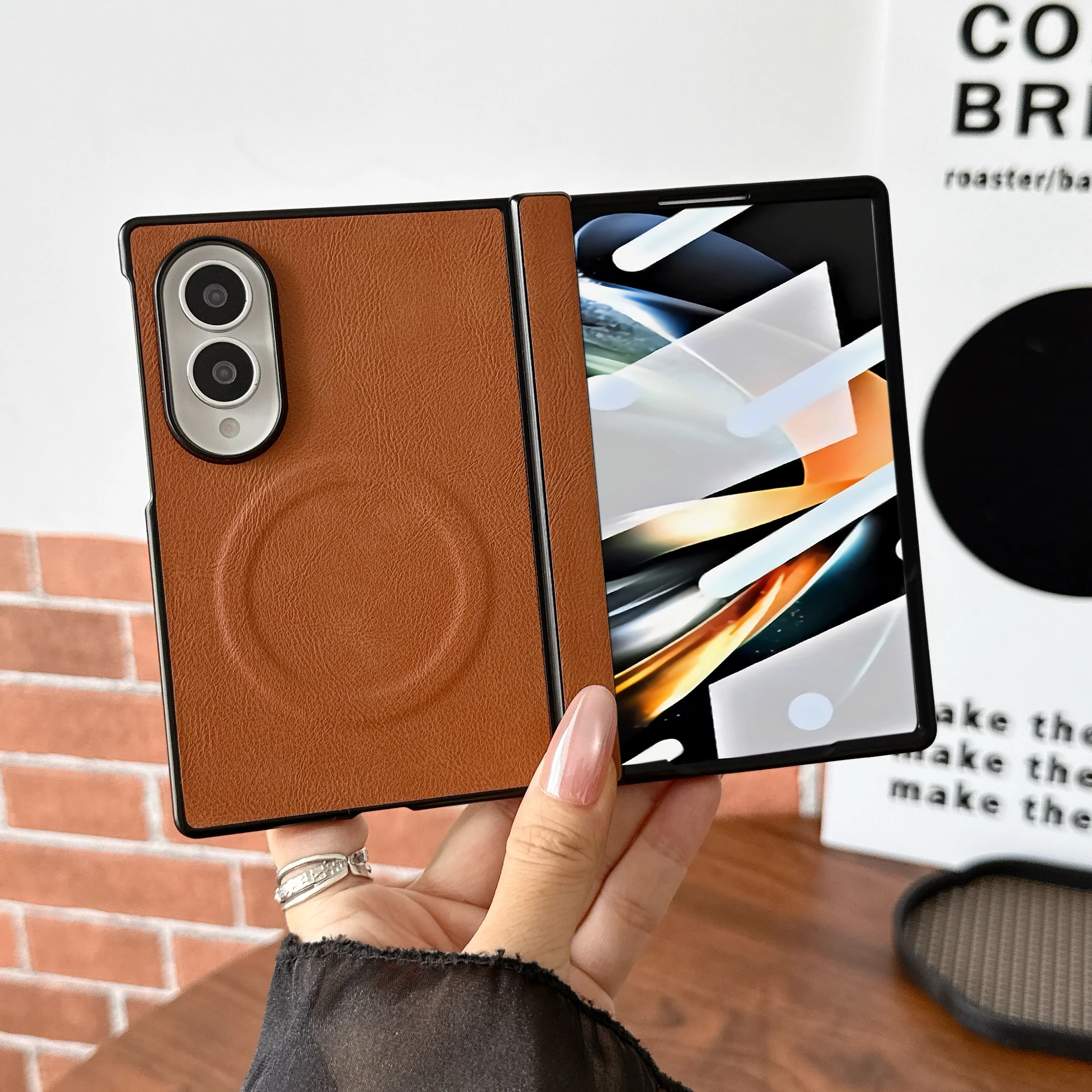 Retro Sheep Pattern Magnetic Case For Samsung Galaxy Z Fold 8 Ultra Automatic Spring Hinge Protection Cover Glass Protector Film