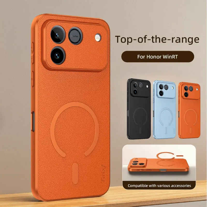 Case For Honor Win RT Goatskin Skin Magnetic Wireless Chargi