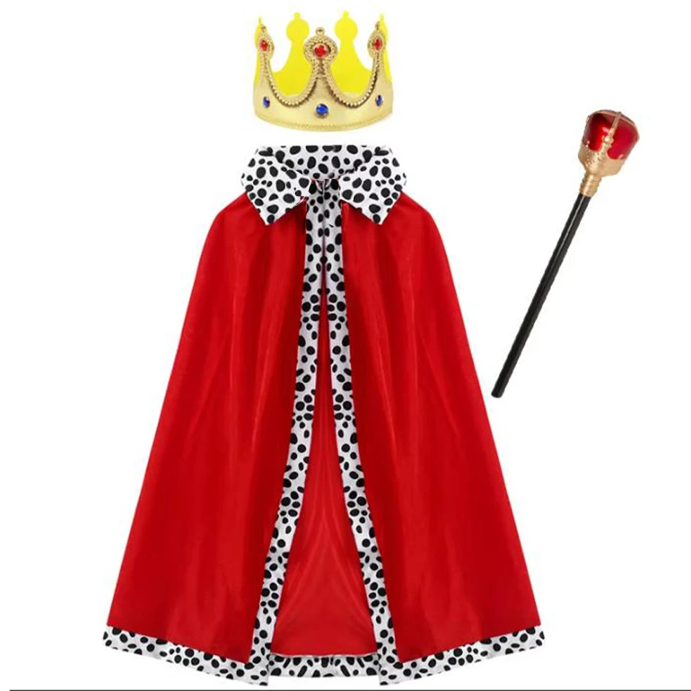 

Adult King Emperor Halloween Costume Red Cloak King Prince Robe Crown Birthday Party Cosplay Props Accessory Christmas Party Set
