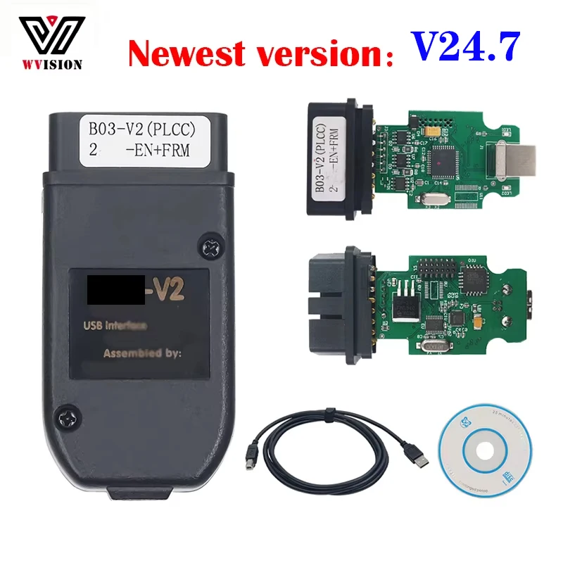 Newest V24.7 for Vagcom Scanner HEX V2 USB Interface Unlimited VINs Car Diagnostic Cable Tool Multi-language Obd2 Scanner