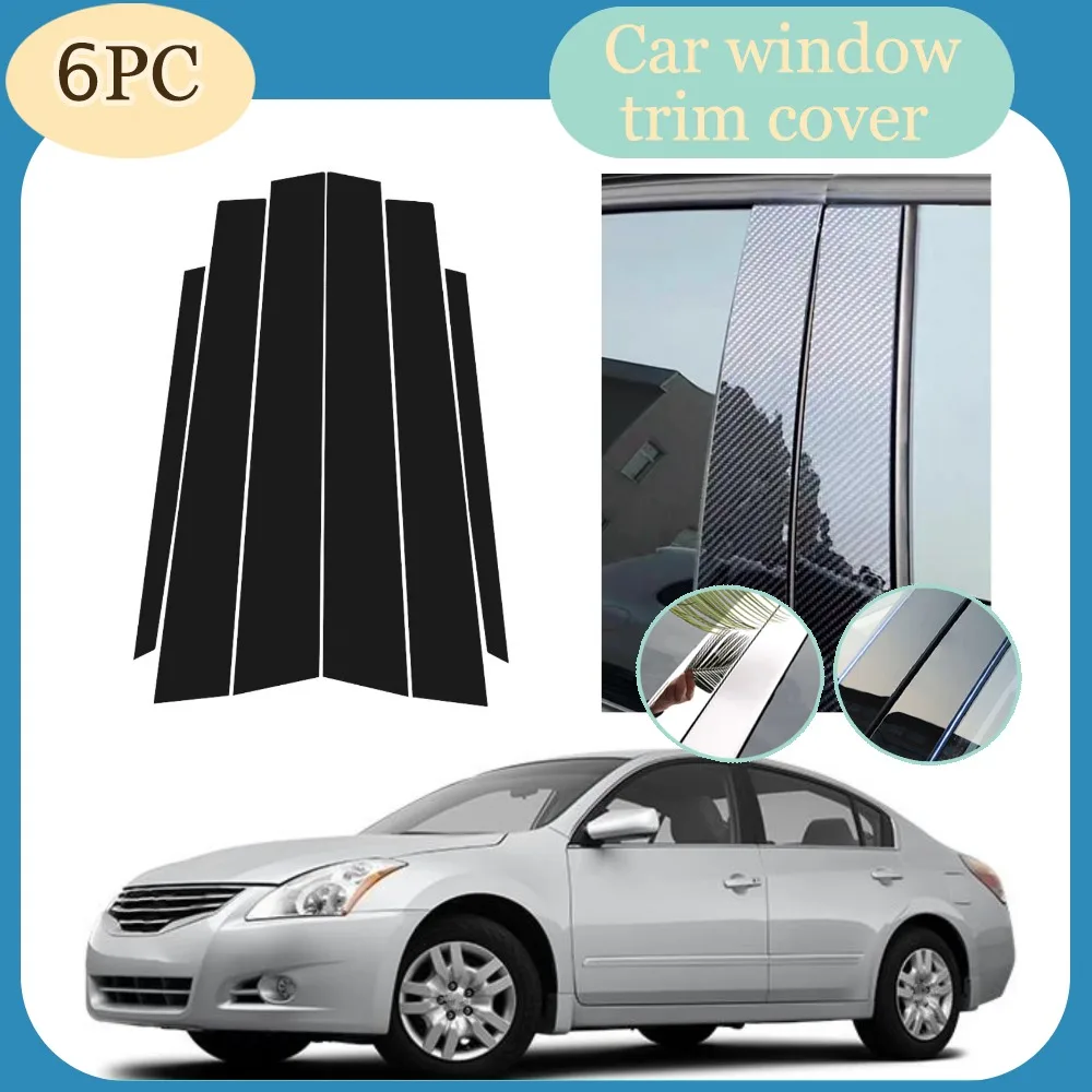 

6pcs Glossy Black Pillar Post Fit For Nissan Altima L32 2008-2012 2009 2010 2011 Window Door Deal B CCover Sticker