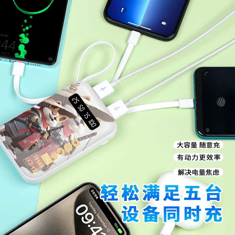 Gift fast charging mini built-in cable power bank 20000mAh wholesale large capacity mobile power bank customized logo