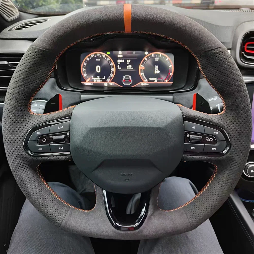 

Ручное шитье, индивидуальный чехол на руль автомобиля, противоскользящие замшевые автомобильные аксессуары для интерьера для Lynk & Co 01 2021 2022-2023