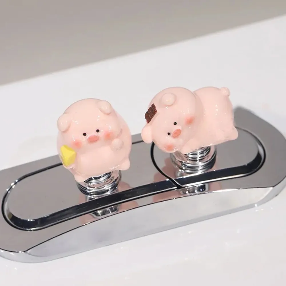 2pcs Cute 3D Pig Toilet Presser Long Nail Protector Multi-useful Toilet Press Button Home Decor Toilet Press Tool Bathroom