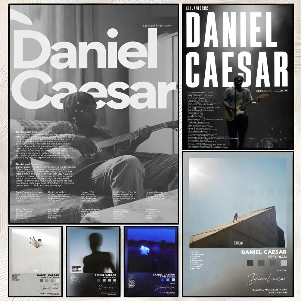 Singer D-Daniel Caesar Poster Vintage PP Paper Wall Art Home Decor Print for Bedroom Living Room Aesthetic Gift