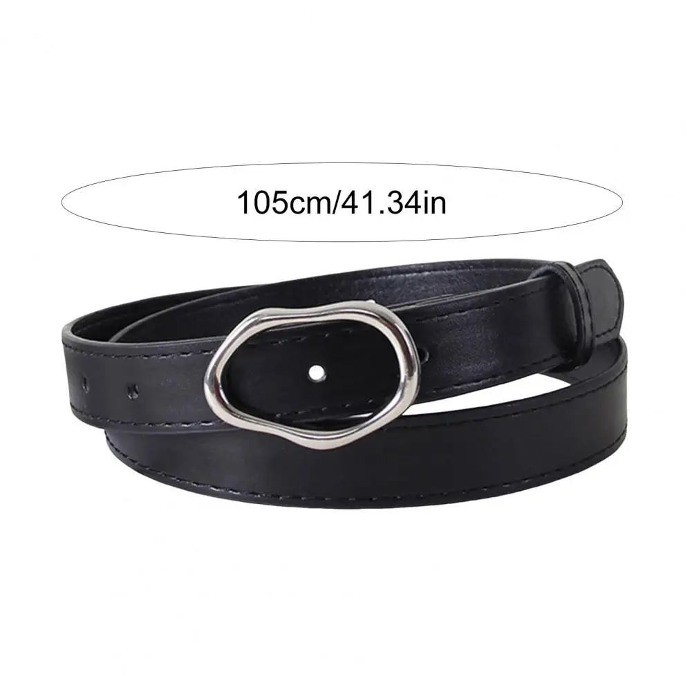 حزام نسائي من الجلد المقلد بإبزيم دبوس حزام خصر أنيق من الجلد المقلد مع بيضاوي فريد لفستان لأي